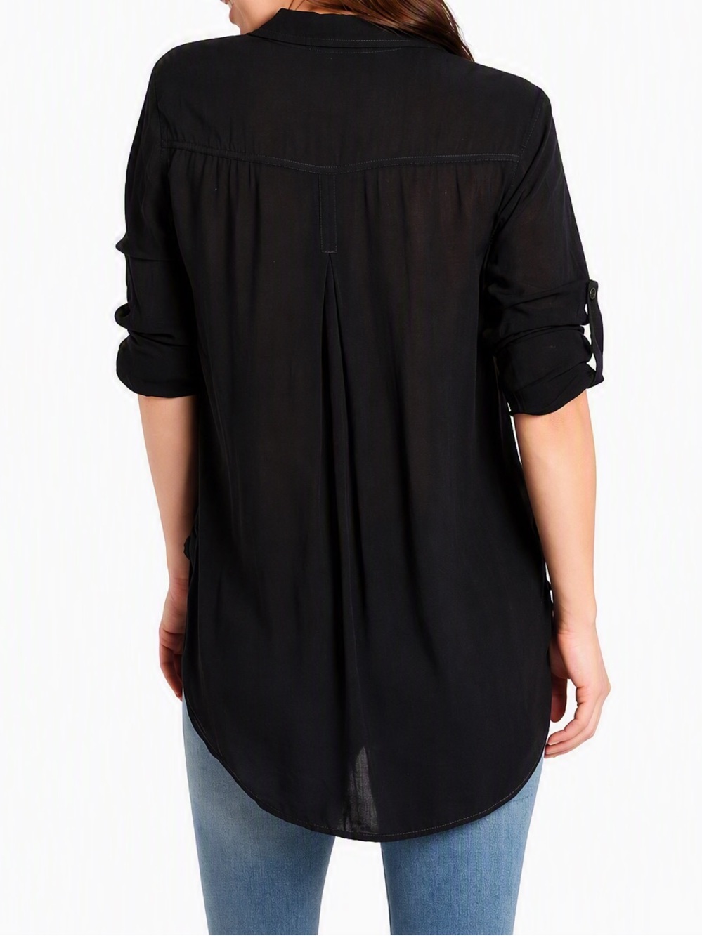 Bella Dahl Black Button Down High Low Shirt Size Small - Picture 3 of 9